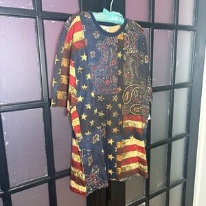 Akademiks Jeanius XL Y2K Oversized Flag Paisley Graphic Tee Streetwear